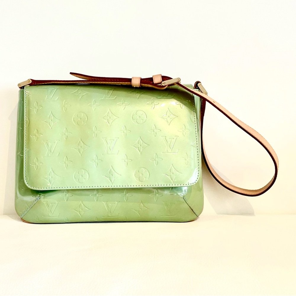 Authentic Louis Vuitton Green Vernis Monogram Thompson Street Shoulder Bag